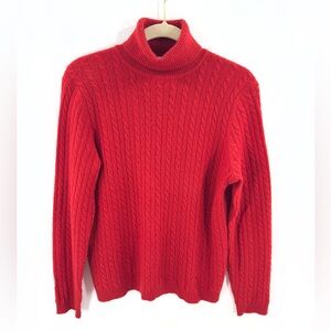 Charter Club Cashmere Turtleneck Sweater Womens Medium Cable Knit Luxury Holiday